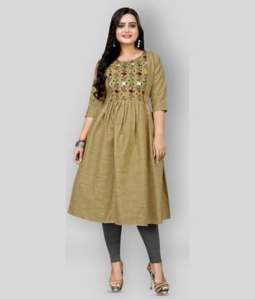 Rangrasiya - Gold Cotton Women's Flared Kurti ( Pack of 1 )