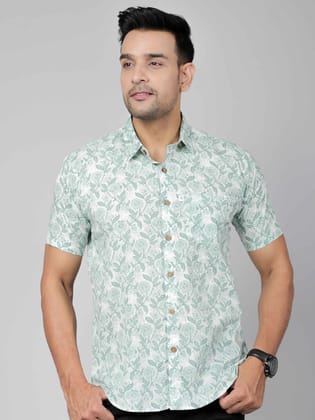 Men by House of Gulab Short Sleeves Cotton Shirt-XXL