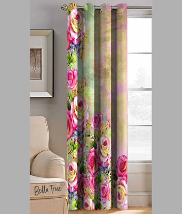 BELLA TRUE Abstract Printed Semi-Transparent Eyelet Curtain 7 ft ( Pack of 1 ) - Multicolor