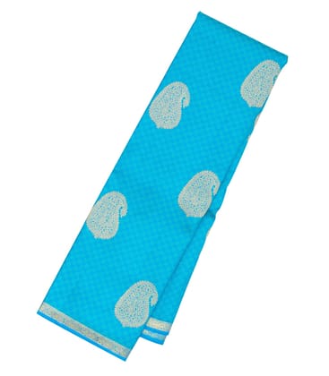 Sky Blue Handloom Kanchipuram Silk Saree With Payadi Checks & Buttas-Sky Blue