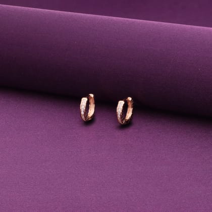 Sterling Silver Rose Gold Zircon Studs-White Stone / Rose Gold