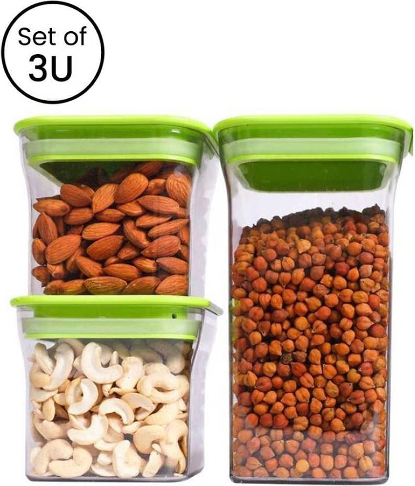 iview kitchenware Multi-Purpose Container 1100mlx1,550mlx2,Green Lid (3U)