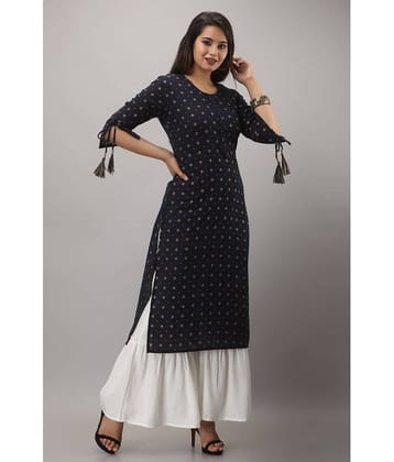 MAUKA - Blue Straight Rayon Women's Stitched Salwar Suit ( Pack of 1 )