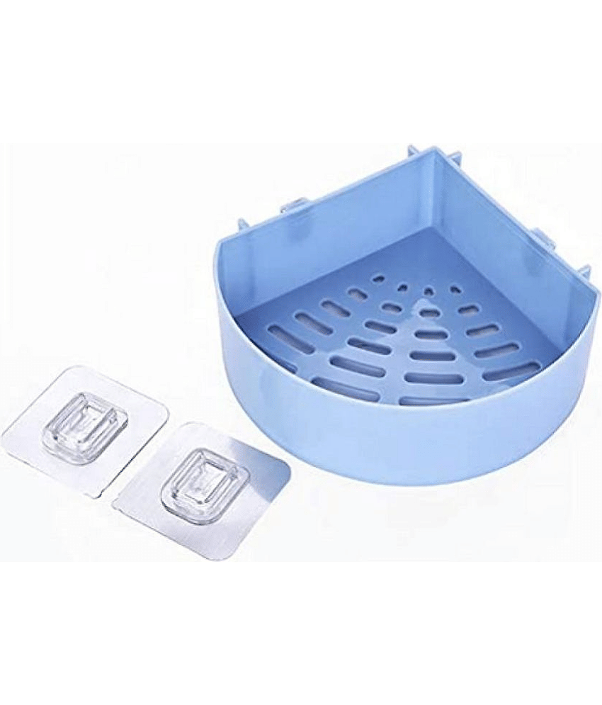 Plastic Multipurpose Bathroom Kitchen Triangle Shelf No Drill Self Adhesive Bathroom Corner Storage Rack Organizer Storage Basket