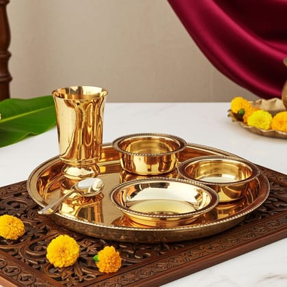 Pure Brass Thali Set 6 Pcs. (BCMAS108 B)