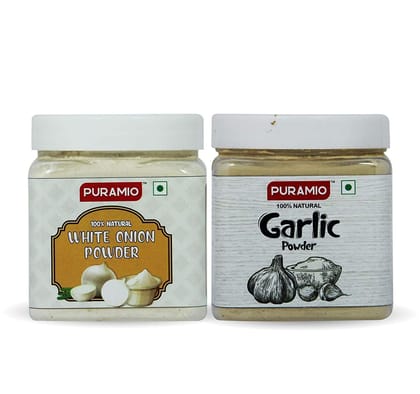 Puramio Combo Pack of White Onion Powder, 200 gm And Garlic Powder, 250 gm Puramio Combo Pack of White Onion Powder, 200 gm And Garlic Powder, 250 gm