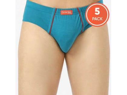VIP Frenchie Plus Mens Cotton Briefs, Ultra-Soft, All-Day Comfort Fit, Assorted Colours - Pack of 5 - 80