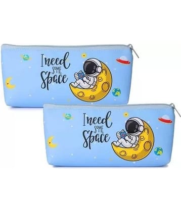 Eclet 2Pcs Space Astronaut Pencil Pouch for Kids School Stationery Zipper Closer Large Capacity Storage Bag Pencil Case Travel Pouch for Boys Sky Blue Pouch Gift Pouch Art Pure Leather Pencil Box  (Set of 2, Multicolor)
