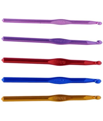 Aluminum Multicolor Crochet Hooks 6 to 10 mm, pack of 5 knitting, MADE IN INDIA pins