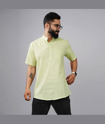 QuaClo - Light Green Cotton Men's Shirt Style Kurta ( Pack of 1 )