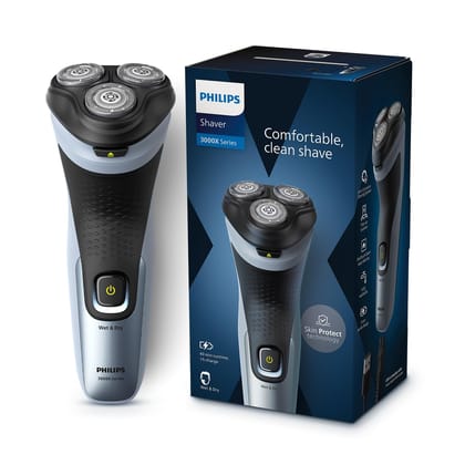 Philips X3063/03 Electric Shaver for Men with 3D Floating Heads, Pop-up Trimmer, Waterproof- Blue