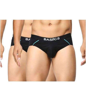 BASIICS By La Intimo Pack of 2 Cotton Briefs For Men's ( Black )
