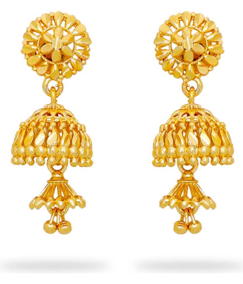 LUV FASHION Golden Jhumki Earrings ( Pack of 1 )