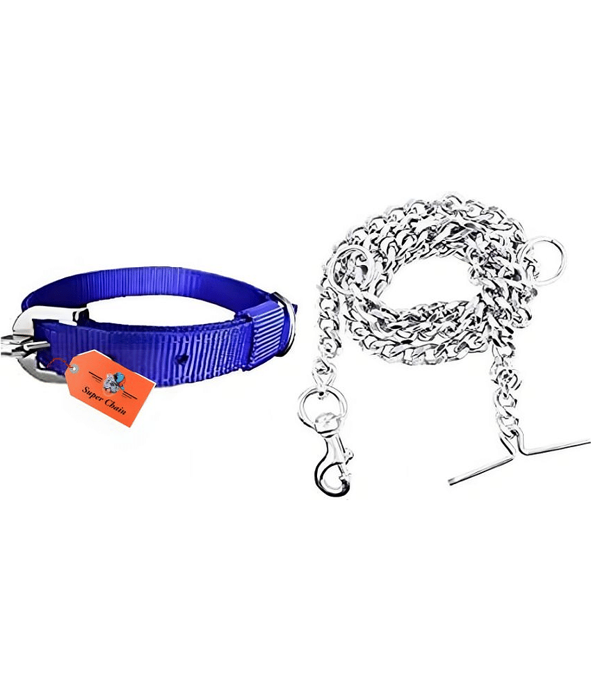 super chain - Blue Combo (Collar Belt and Leash) ( Small )
