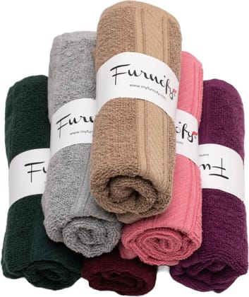 Furnofy Cotton 450 GSM Hand Towel Set All Colors(Pack Of 6)