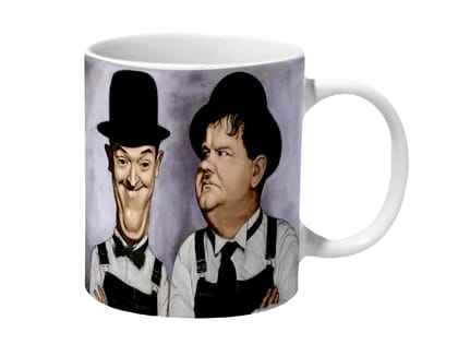 Multicolor Laurel &Amp; Hardy Funny Art Work Ceramic Mug
