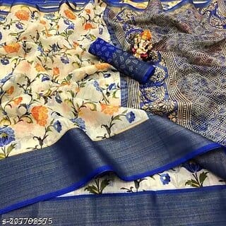 Sky Blue Colour Bandhani Printed Cotton Silk Saree