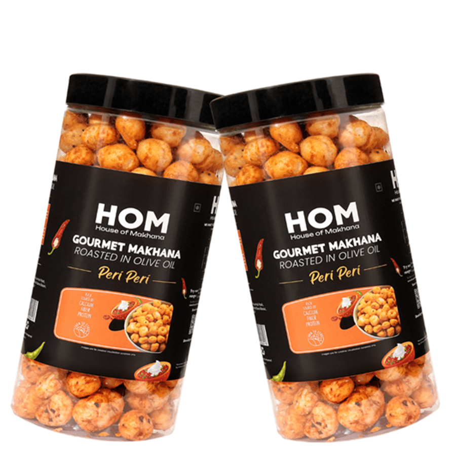 GOURMET MAKHANA Roasted in Olive Oil | Flavors Peri Peri | Combo Of 2, 65g Each. - 130 gm