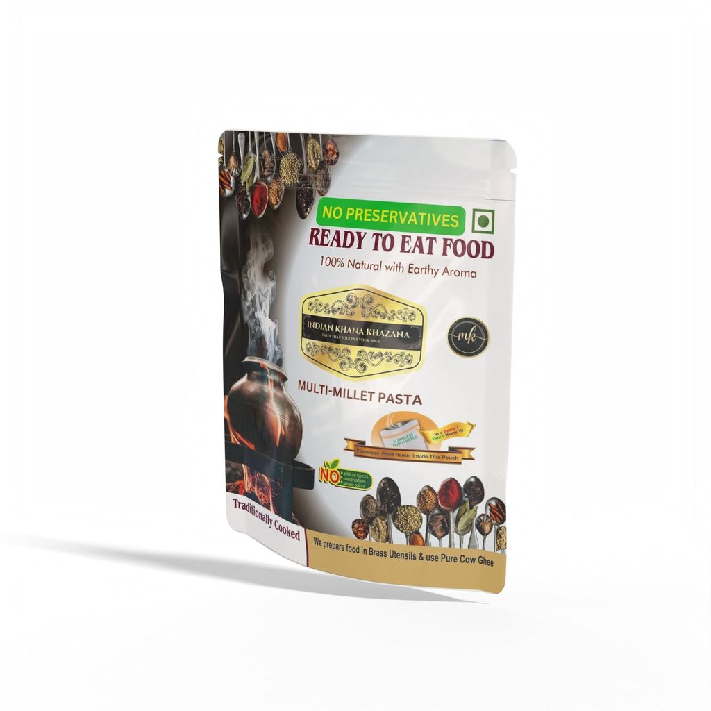 INDIAN KHANA KHAZANA Multi Millet Pasta | Serve Hot Anytime Anywhere with our Flameless Food Heater inside the Pack | ndian Tasty Flavour Ready to Eat Food Multi Millet Pasta