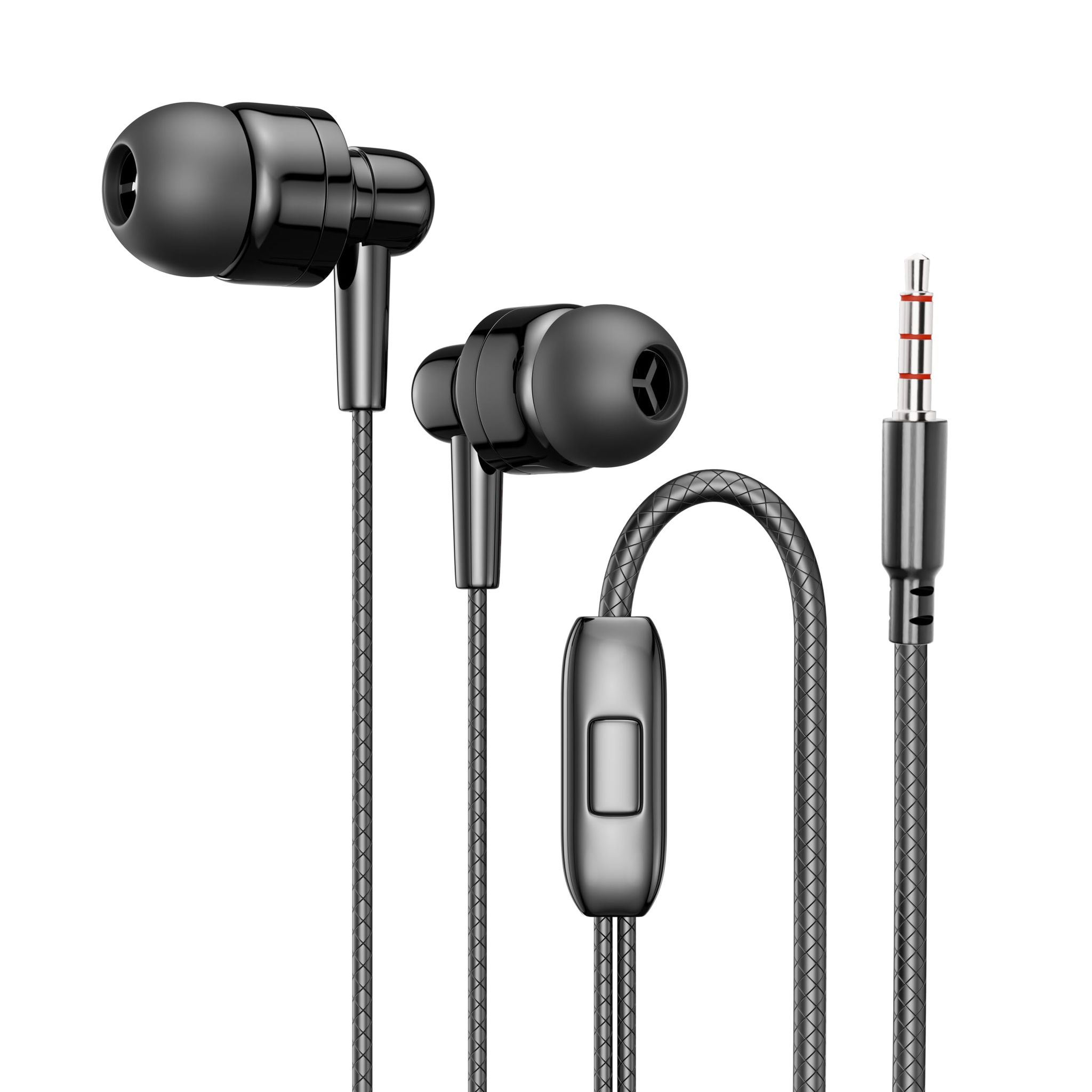 UBON B6 Wired in Ear Earphones with in-line Mic for Clear Calling, 10mm Dynamic Drivers for Boosted Bass, 3.5mm Jack, Multi-Functional Controller (Black)