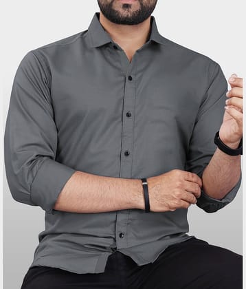 Eviqe Cotton Blend Regular Fit Solids Full Sleeves Men's Casual Shirt - Grey ( Pack of 1 )