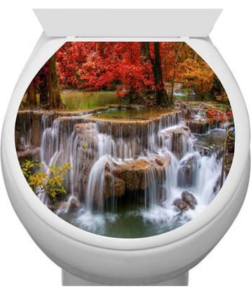 Asmi Collection Restroom Toilet Seat Fish Underwater Bathroom Sticker ( 38 x 33 cms )