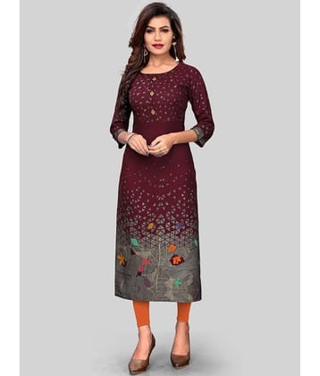 Vbuyz - Maroon Rayon Women's Straight Kurti ( Pack of 1 )