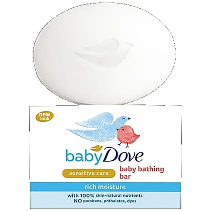 Baby Dove Rich Moisture Bathing Bar - Sensitive Care, Natural, No Parabens, 75 g
