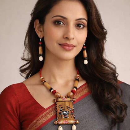 Bamboo Natural Eco Necklace Set for Women Festive Occasion
