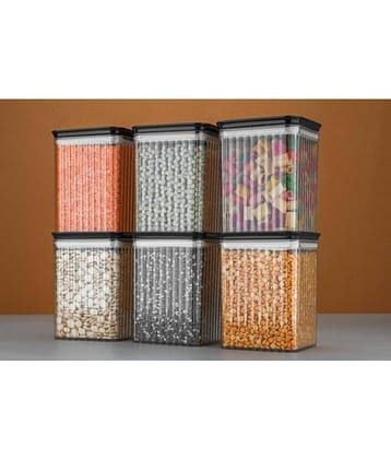 Analog Kitchenware Dal/Grocery/Food Plastic Black Multi-Purpose Container ( Set of 6 )