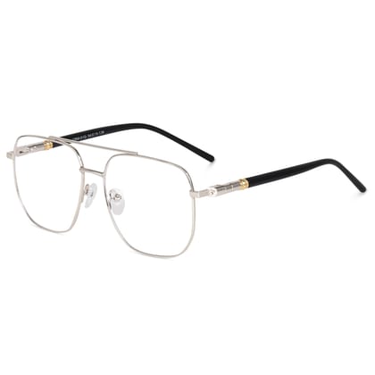 Dervin Blue Light Blocking Blue Cut Zero Power anti-glare Retro Square Eyeglasses frame for Eye Protection from UV by Computer/Tablet/Mobile/Laptop-Silver