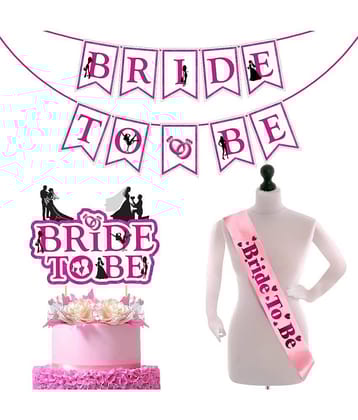 Zyozi  Bridal Shower & Bachelorette Party Set -Miss to Mrs Banner with Bride to Be Sash,Cake Topper(Pack of 3)