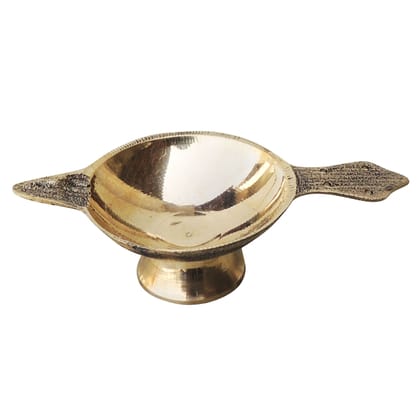 Brass Table Decor Oil Lamp Deepak No. 2  - Medium Brass Deepak for Worship Use, Height : 1.2 Inch (FMAS626 C)
