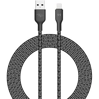 Itel Nylon Braided Lightning Cable For Iphone Devices With 30 Faster Charging 2.4A Output And 1 Meter Length (Black).