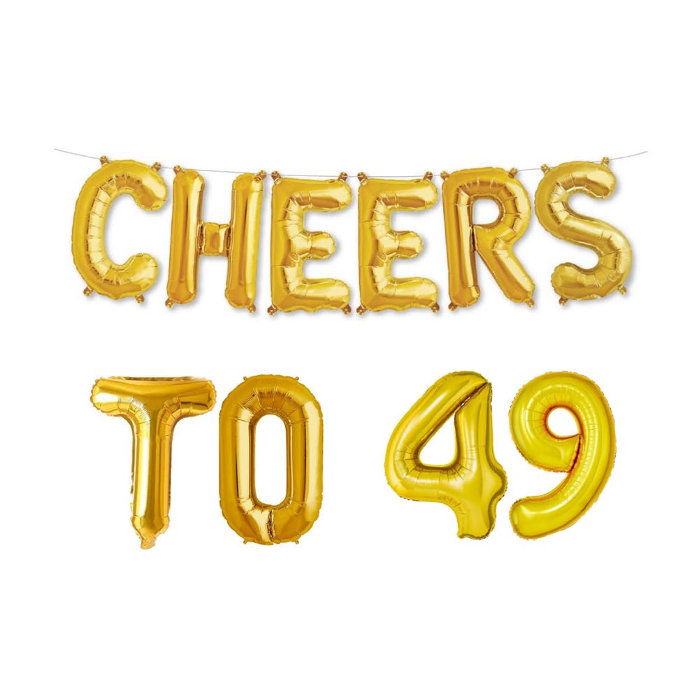 Balloonistics Cheers to Forty Nine Foil Balloon Combo Number 49 Foil Balloon for Birthday and Anniversary