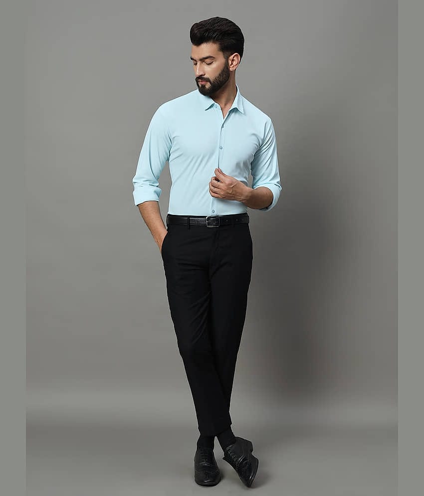 Nuovo Cotton Blend Regular Fit Full Sleeves Men's Formal Shirt - Blue ( Pack of 1 )