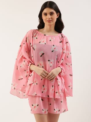 Women Pink Beach Co-ord Set-M