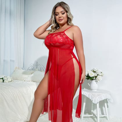 LOVEBIRD Red Plus Size Baby Doll Chemise Modal Fabric DN809