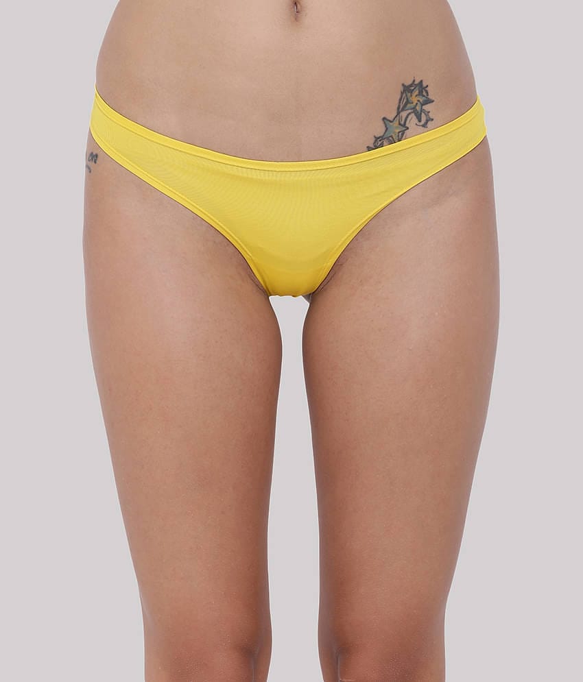 BASIICS By La Intimo Polyester Solid Women's Bikini ( Yellow ) BCPSS01