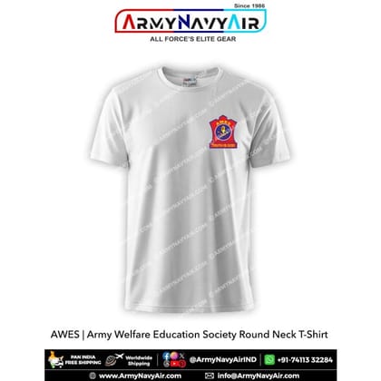 ArmyNavyAir AWES Round Neck T-Shirt (Small) | Premium Cotton | Casual & Institutional Wear