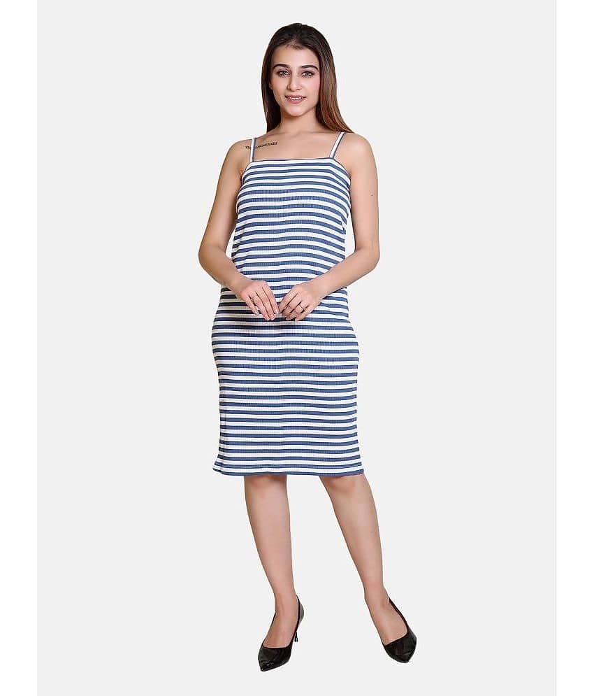 Bombay Velvet - Blue Cotton Blend Women's Shift Dress ( Pack of 1 )