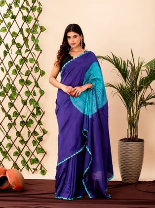 Deep Blue shibori handsfree Saree