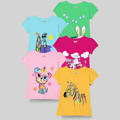 KUCHIPOO Girls Half Sleeves T-Shirts-1 to 2 years