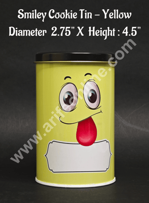 Cartoon Printed Cookie Tins - Yellow | Printed Metal Jar (Size M) - CAKE DECOR™