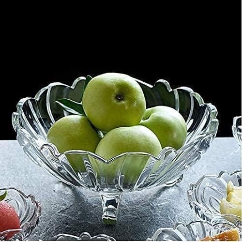 Crystal Glass Fruit Bowl Dry Fruit Plate Three-Legged Snack Candy Plates for Home, Restaurants and Companies