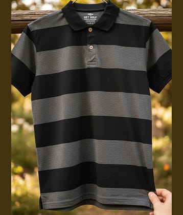 GET GOLF Men Cotton Blend Regular Fit Striped Polo T Shirt ( Multicolor )