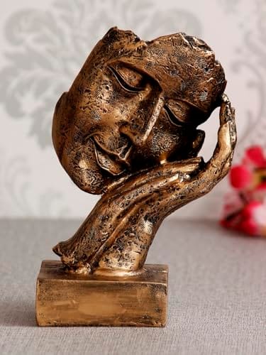 Resin Human Face Statue Sleeping on Hands Decorative Showpiece for Home Decor Living Room Bedroom| Man Figurine