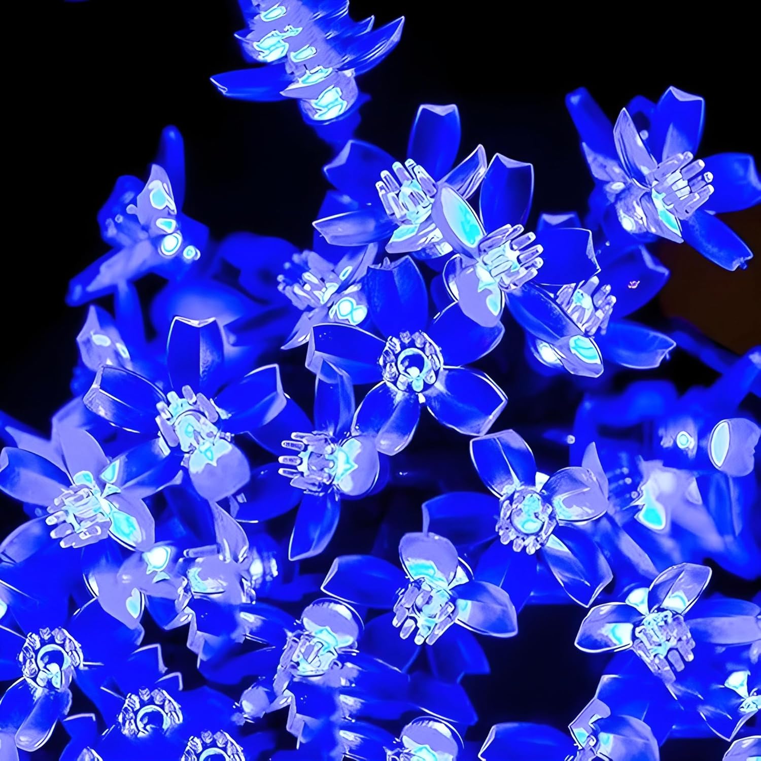 GLOWSERIE Crystal Blue Floral LED Lights – Elegant Fairy Lights for Indoor Ambience