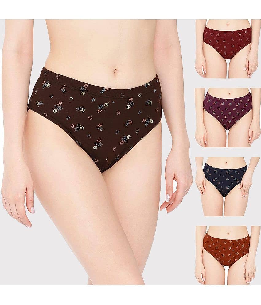 Tkeshto - Multi Color Cotton Printed Women's Hipster ( Pack of 5 )