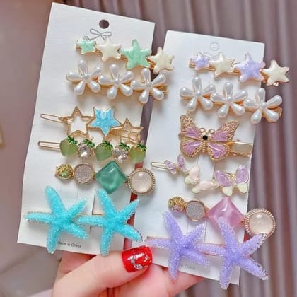 Set Of 6 | Trendy Fairy Wings Hair Clip Set-Purple